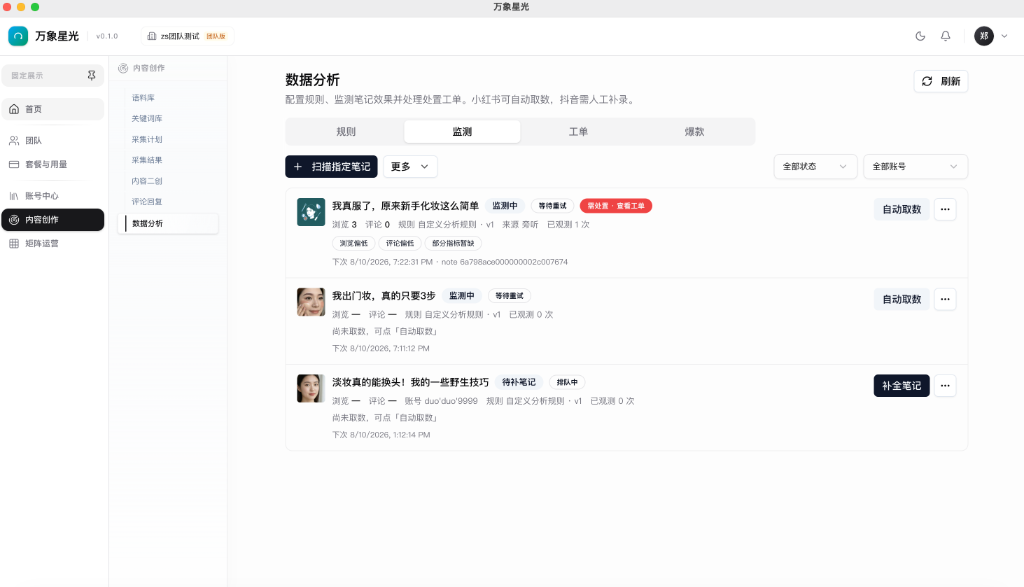 数据分析 - 内容传播效果实时监测与运营看板